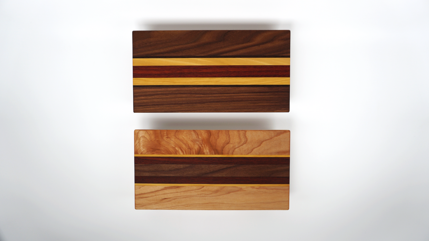 {2} 9.96″ x 5″ Black Walnut+++ & Maple+++