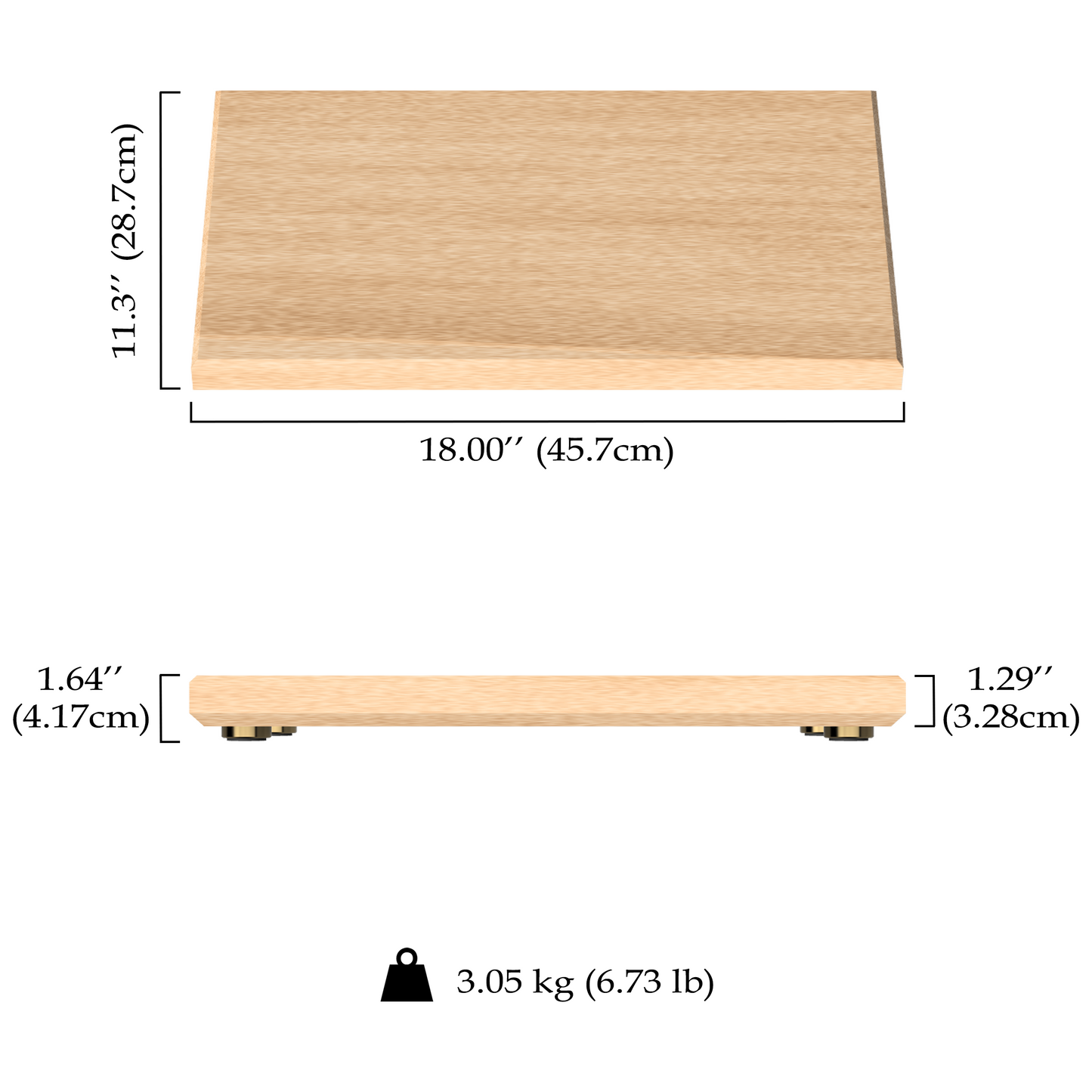 18″ x 11″ x 1.29″ Black Walnut+++