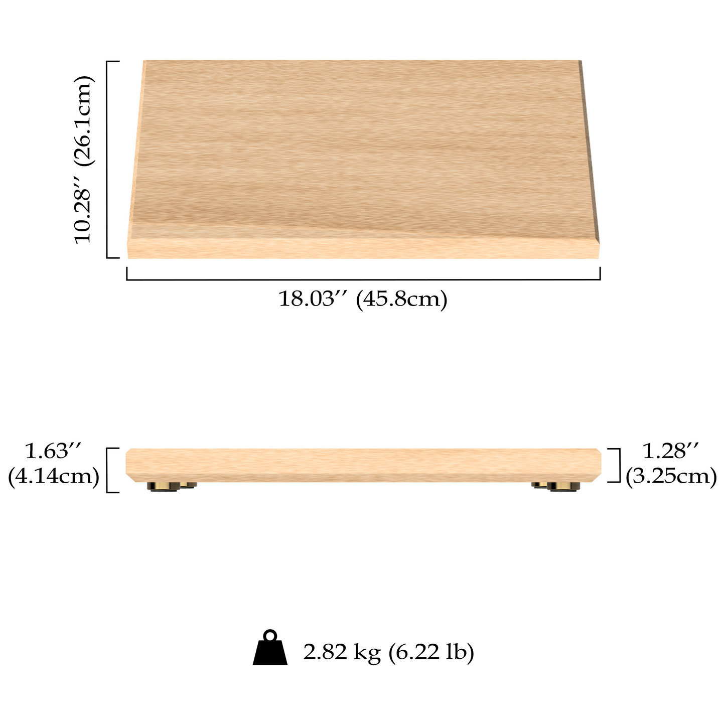 18″ x 10″ x 1.28″ Black Walnut+++