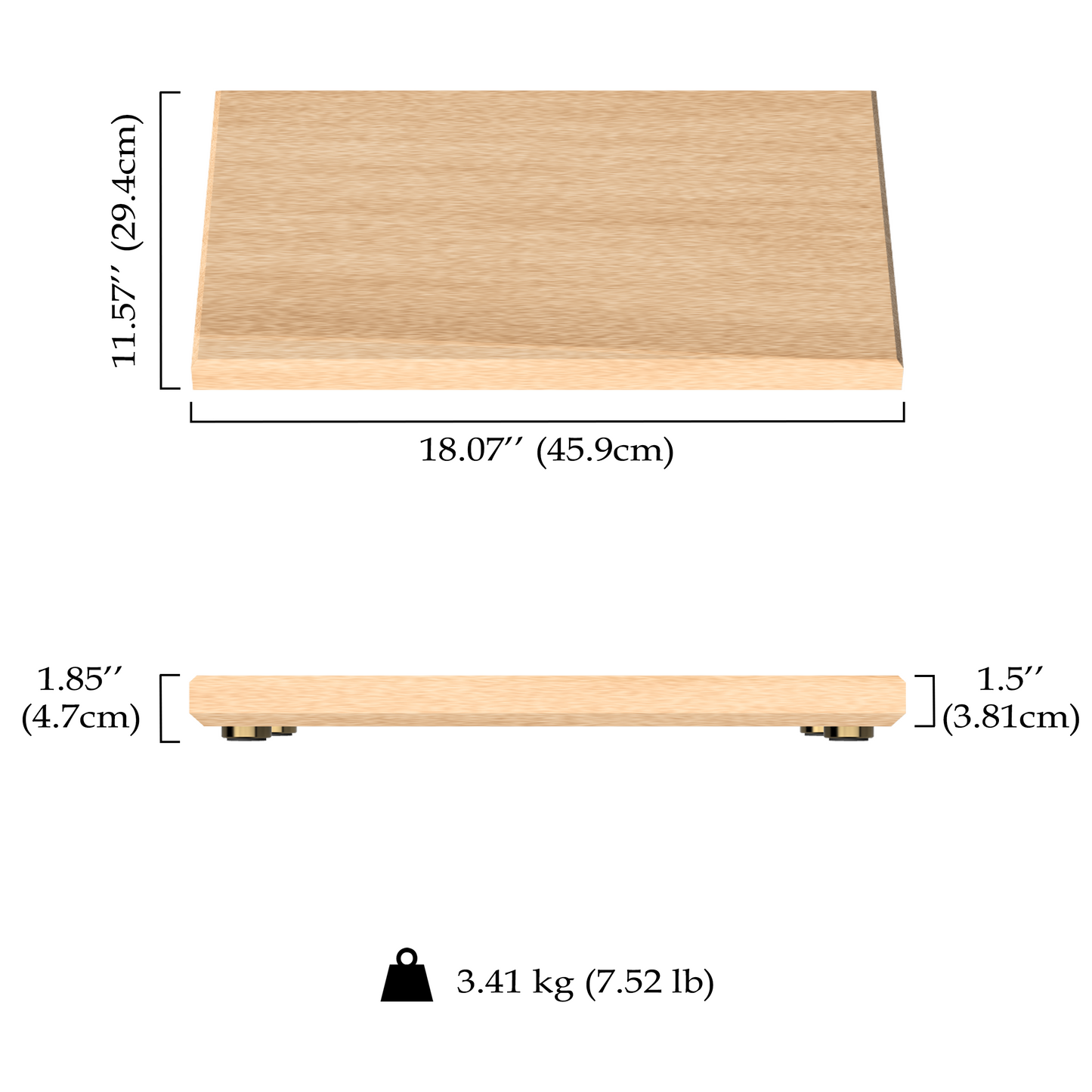 18″ x 11″ x 1.5″ Cherry++