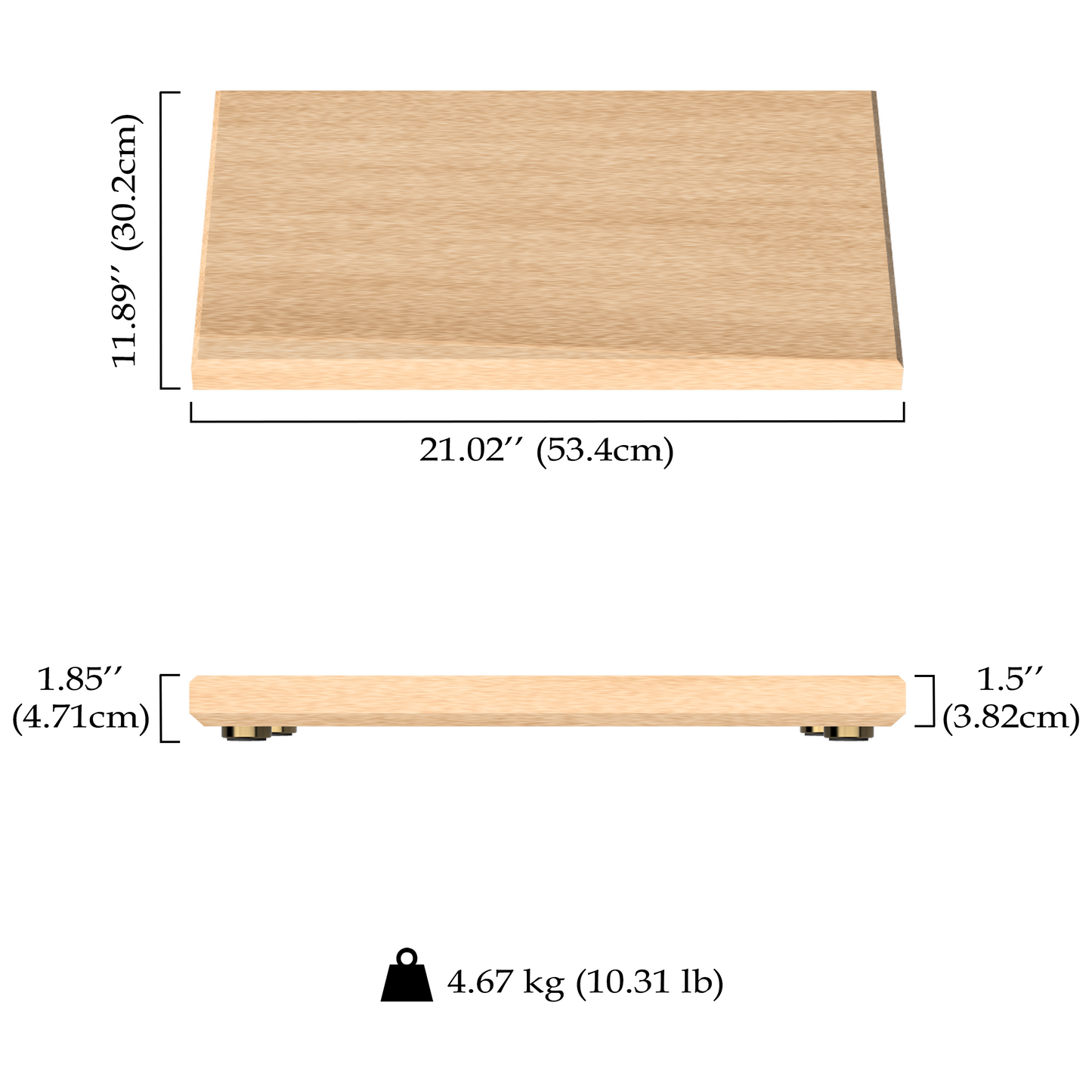 21″ x 11″ x 1.5″ Maple+++